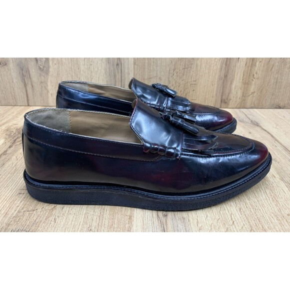 WALK LONDON Tassel Kiltie Loafers Shoes Men's Dark Burgundy Leather Size 11 - Picture 2 of 16